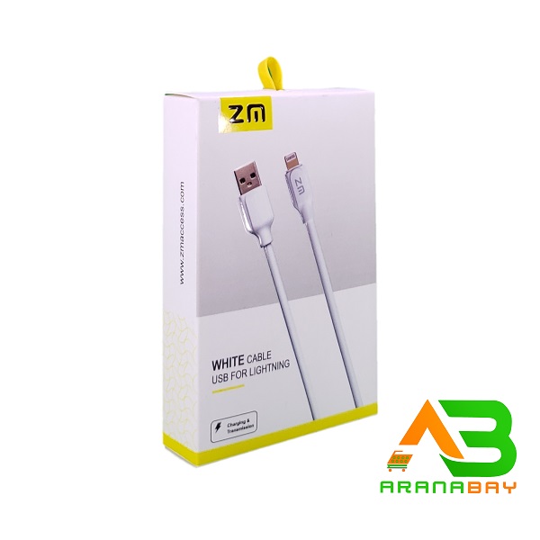 کابل شارژ  USB FOR LIGHTNING برند ZM مدل White ZM سوکت مسی